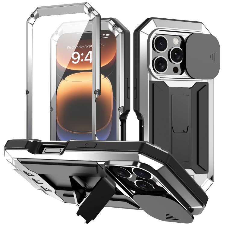For iPhone 16 Pro R-JUST Sliding Camera IP54 Life Waterproof Holder Phone Case(Silver)
For iPhone 16 Pro R-JUST Sliding Camera IP54 Life Waterproof Holder Phone Case(Silver)