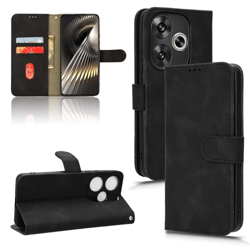 

For Xiaomi Redmi Turbo 3 Skin Feel Magnetic Flip Leather Phone Case(Black)