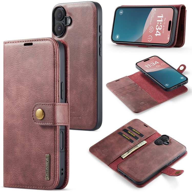 For iPhone 16 Plus DG.MING Crazy Horse Texture Detachable Magnetic Leather Phone Case(Red)
For iPhone 16 Plus DG.MING Crazy Horse Texture Detachable Magnetic Leather Phone Case(Red)