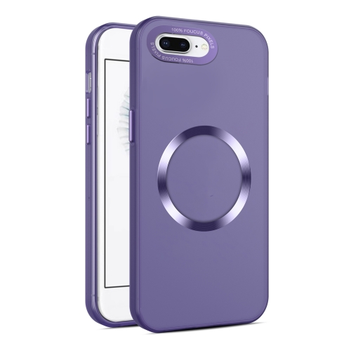 

For iPhone 8 Plus / 7 Plus CD Texture MagSafe Frosted Translucent Phone Case(Dark Purple)