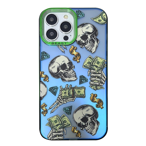 

For iPhone 14 Pro Max Aurora Series Painted Pattern Phone Case(Skull)