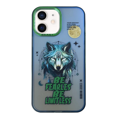 

For iPhone 12 Aurora Series Painted Pattern Phone Case(Wolf)