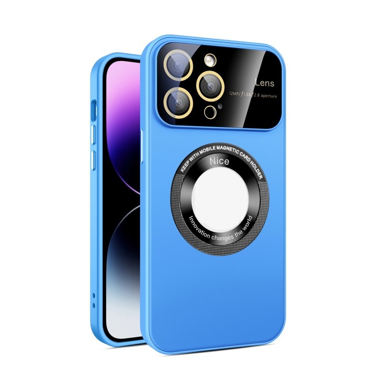 For iPhone 15 Pro Max Large Glass Window Magnetic Magsafe Phone Case with Lens Film(Sky Blue)
For iPhone 15 Pro Max Large Glass Window Magnetic Magsafe Phone Case with Lens Film(Sky Blue)