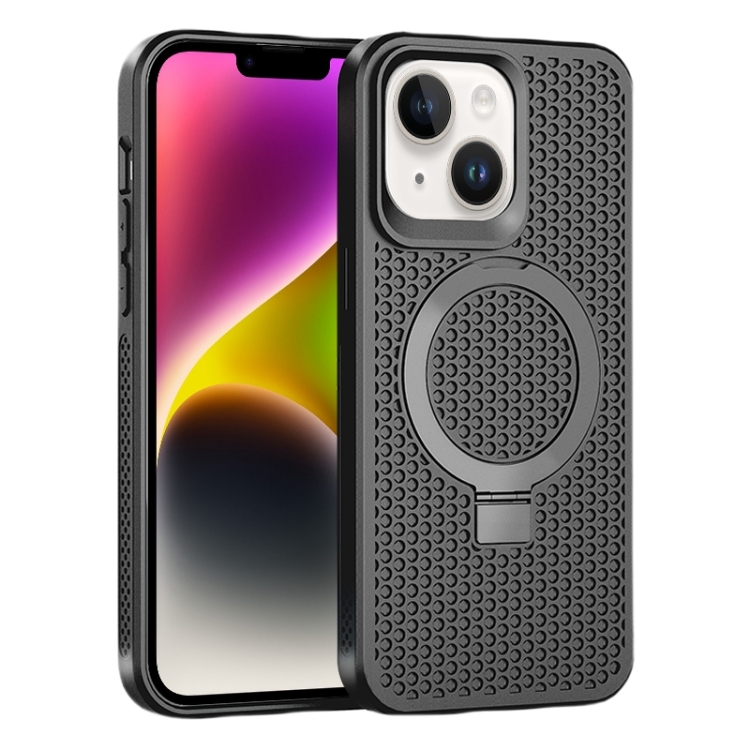 For iPhone 15 Skin Feel PC+TPU Cooling Magnetic Magsafe Phone Case with Stand(Black)
For iPhone 15 Skin Feel PC+TPU Cooling Magnetic Magsafe Phone Case with Stand(Black)
