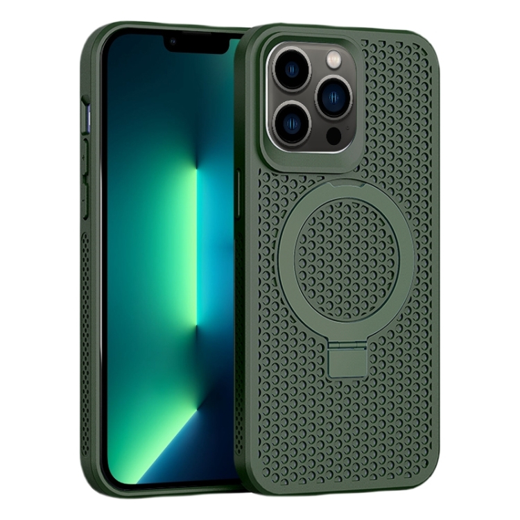 For iPhone 13 Pro Max Skin Feel PC+TPU Cooling Magnetic Magsafe Phone Case with Stand(Dark Green)
For iPhone 13 Pro Max Skin Feel PC+TPU Cooling Magnetic Magsafe Phone Case with Stand(Dark Green)
