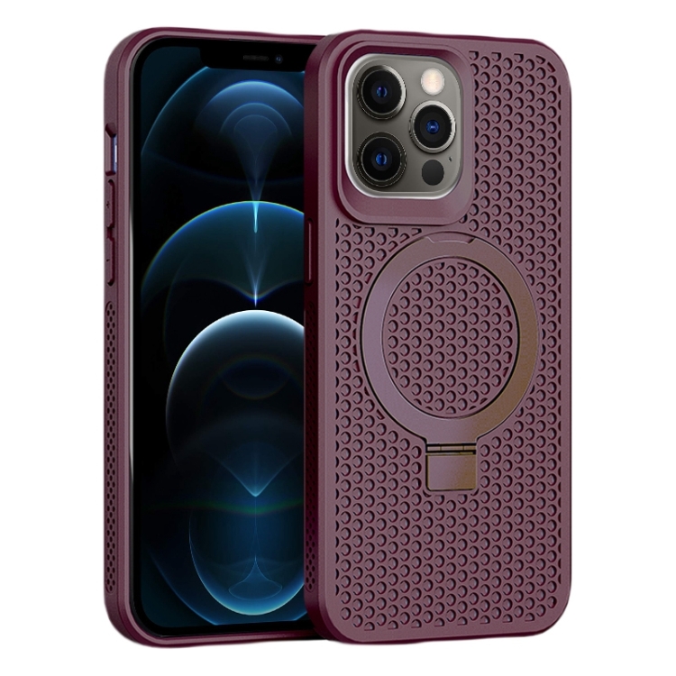 For iPhone 12 Pro Max Skin Feel PC+TPU Cooling Magnetic Magsafe Phone Case with Stand(Wine Red)
For iPhone 12 Pro Max Skin Feel PC+TPU Cooling Magnetic Magsafe Phone Case with Stand(Wine Red)