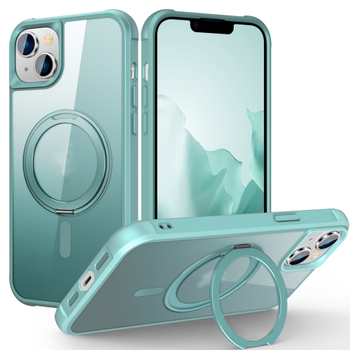 

For iPhone 15 Plus MagSafe Magnetic Rotating Holder Phone Case(Lake Blue)