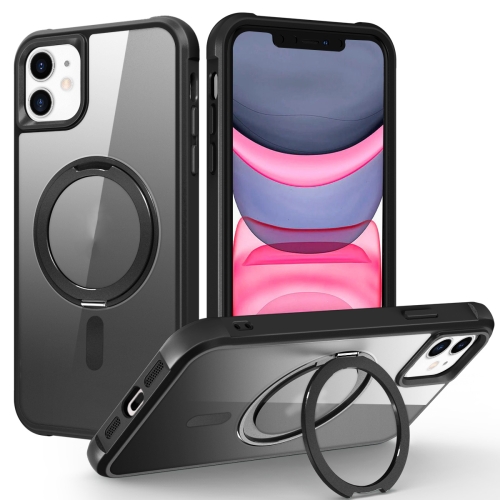 

For iPhone 11 MagSafe Magnetic Rotating Holder Phone Case(Black)