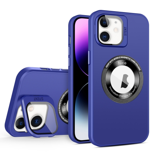 

For iPhone 11 Skin Feel Magnifier MagSafe Lens Holder Phone Case(Purple)