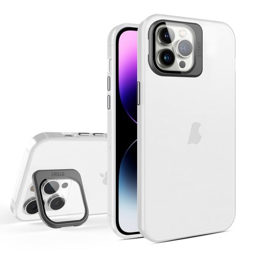 

For iPhone 11 Pro Max Skin Feel Lens Holder Translucent Phone Case(White)