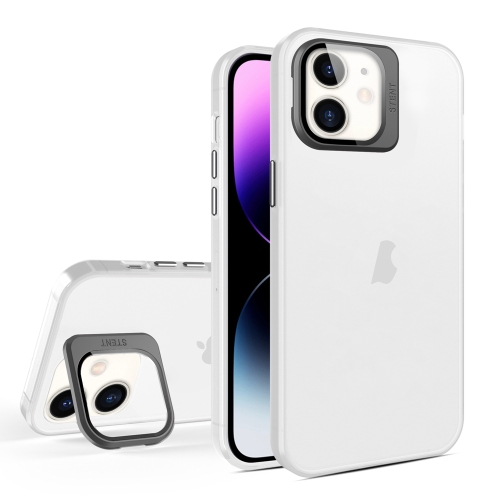 

For iPhone 11 Skin Feel Lens Holder Translucent Phone Case(White)