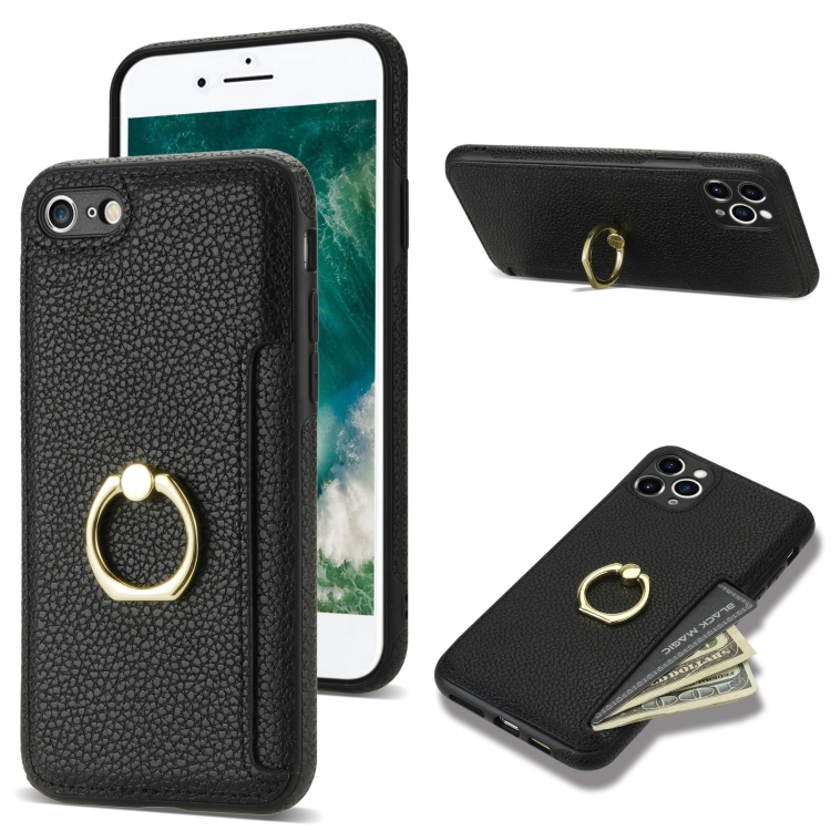 For iPhone SE 2022 / 2020 / 8 / 7 Ring Card Litchi Leather Back Phone Case(Black)
For iPhone SE 2022 / 2020 / 8 / 7 Ring Card Litchi Leather Back Phone Case(Black)