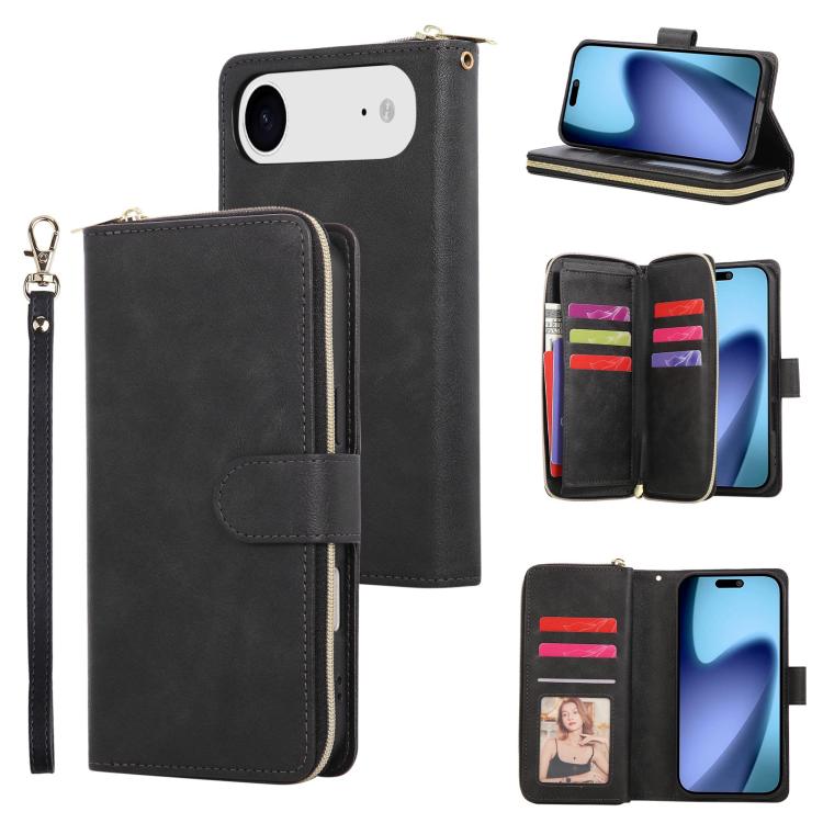 For iPhone Air 9 Card Slots Zipper Wallet Bag Leather Phone Case(Black)
For iPhone Air 9 Card Slots Zipper Wallet Bag Leather Phone Case(Black)