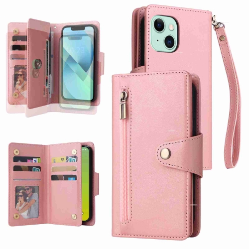 For iPhone 15 Plus Rivet Buckle 9 Cards Three Fold Leather Phone Case(Rose Gold)
For iPhone 15 Plus Rivet Buckle 9 Cards Three Fold Leather Phone Case(Rose Gold)