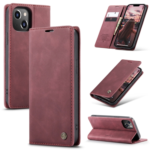 

For iPhone 15 Plus CaseMe 013 Multifunctional Horizontal Flip Leather Phone Case(Wine Red)