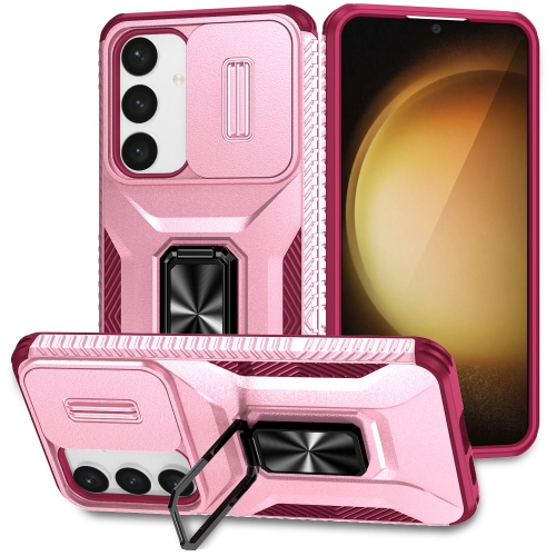 

For Samsung Galaxy S24+ 5G Sliding Camshield Holder Phone Case(Pink + Rose Red)