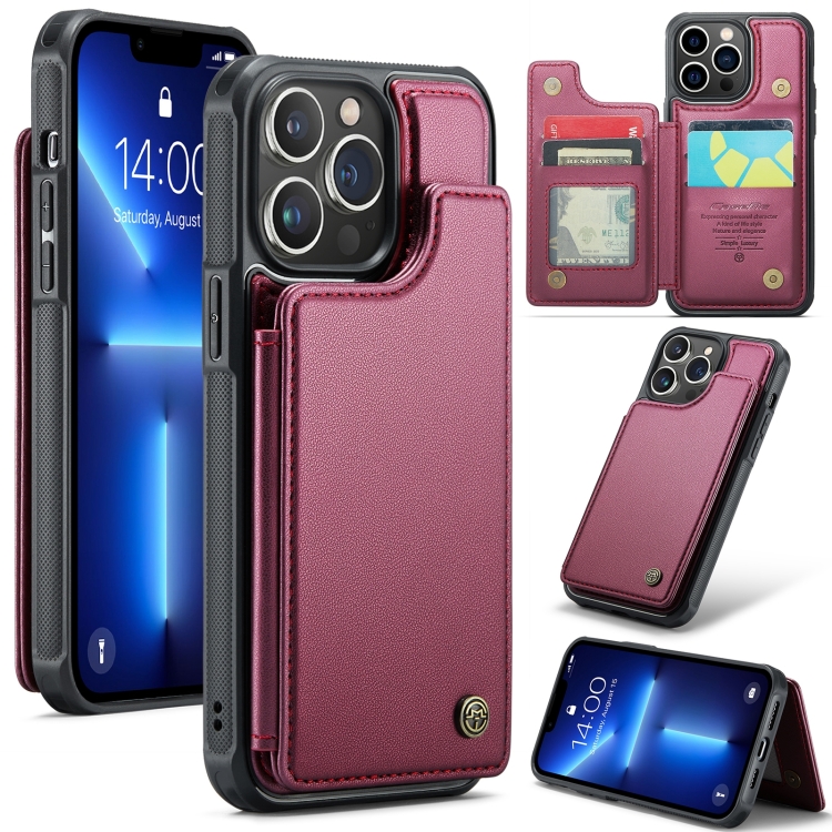For iPhone 13 Pro CaseMe C22 Card Slots Holder RFID Anti-theft Phone Case(Wine Red)
For iPhone 13 Pro CaseMe C22 Card Slots Holder RFID Anti-theft Phone Case(Wine Red)