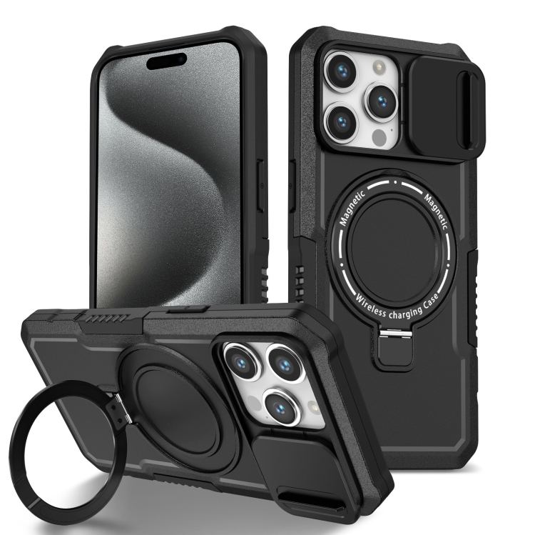 For iPhone 15 Pro Max Sliding Camshield Magsafe Holder TPU Hybrid PC Phone Case(Black)
For iPhone 15 Pro Max Sliding Camshield Magsafe Holder TPU Hybrid PC Phone Case(Black)