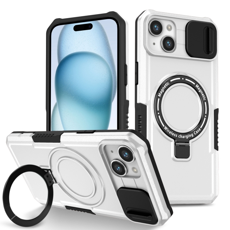 For iPhone 15 Plus Sliding Camshield MagSafe Holder TPU Hybrid PC Phone Case(Black White)
For iPhone 15 Plus Sliding Camshield MagSafe Holder TPU Hybrid PC Phone Case(Black White)