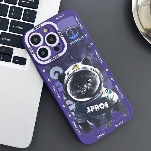 

For iPhone 14 Pro Max Liquid Angel Eyes Little Black Cat TPU Phone Case(Purple)