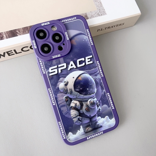 

For iPhone 15 Pro Max Liquid Angel Eyes Giant Astronaut TPU Phone Case(Purple)