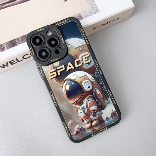 

For iPhone 15 Pro Liquid Angel Eyes Giant Astronaut TPU Phone Case(Black)