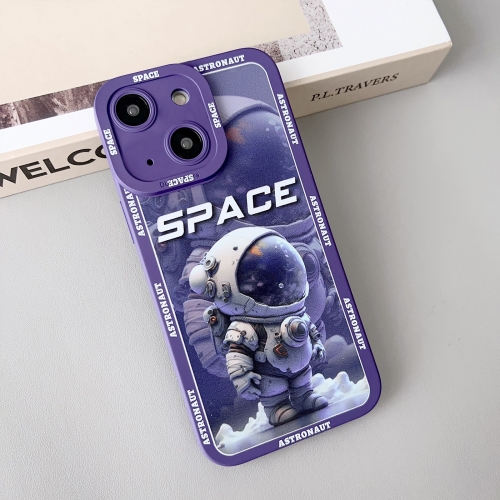

For iPhone 14 Plus Liquid Angel Eyes Giant Astronaut TPU Phone Case(Purple)