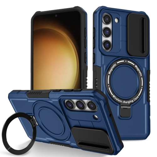 

For Samsung Galaxy S23+ 5G Sliding Camshield Magsafe Holder TPU Hybrid PC Phone Case(Royal Blue)