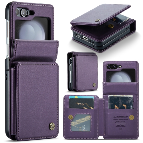 

For Samsung Galaxy Z Flip5 CaseMe C22 PC+TPU Business Style RFID Anti-theft Leather Phone Case(Purple)