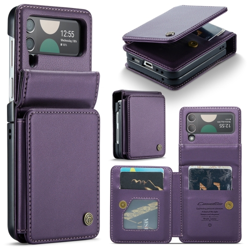 

For Samsung Galaxy Z Flip3 5G CaseMe C22 PC+TPU Business Style RFID Anti-theft Leather Phone Case(Purple)