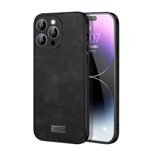 

For iPhone 15 Pro SULADA Shockproof TPU + Handmade Leather Phone Case(Black)