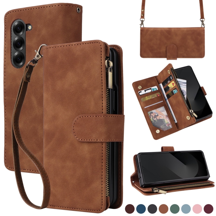 For Samsung Galaxy Z Fold6 5G Crossbody Multi-card Slot Wallet Zipper Leather Phone Case(Brown)
For Samsung Galaxy Z Fold6 5G Crossbody Multi-card Slot Wallet Zipper Leather Phone Case(Brown)