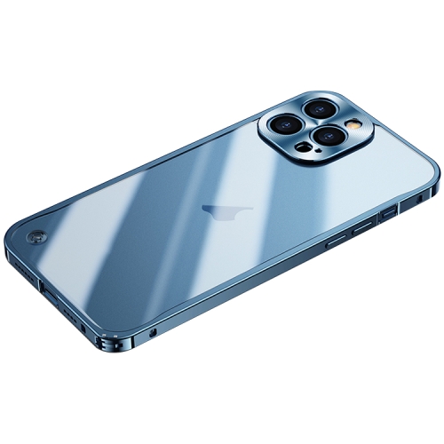

For iPhone 15 Pro Max Metal Frame Frosted PC Shockproof Phone Case(Ocean Blue)