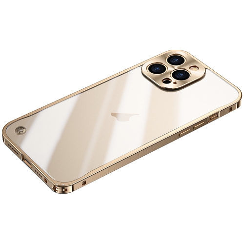

For iPhone 15 Pro Max Metal Frame Frosted PC Shockproof Phone Case(Gold)