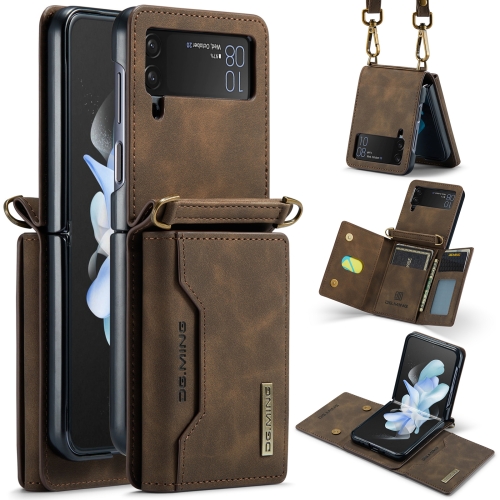 

For Samsung Galaxy Z Flip3 5G DG.MING M2 Series Card Bag Magnetic Leather Phone Case(Coffee)