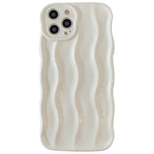

For iPhone 15 Pro Max Wave Texture Bright TPU Phone Case(Milky White)