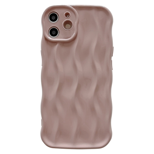 

For iPhone 12 Wave Texture Bright TPU Phone Case(Apricot)