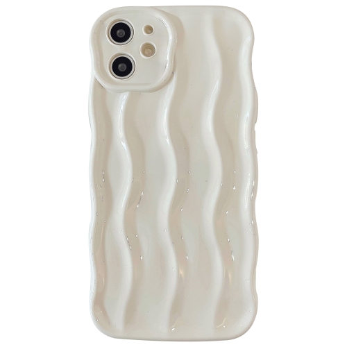 

For iPhone 12 Wave Texture Bright TPU Phone Case(Milky White)