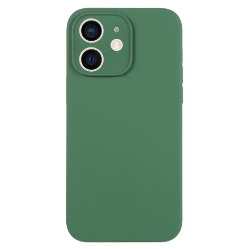 

For iPhone 12 Pure Color Liquid Silicone Fine Pore Phone Case(Clover Green)
