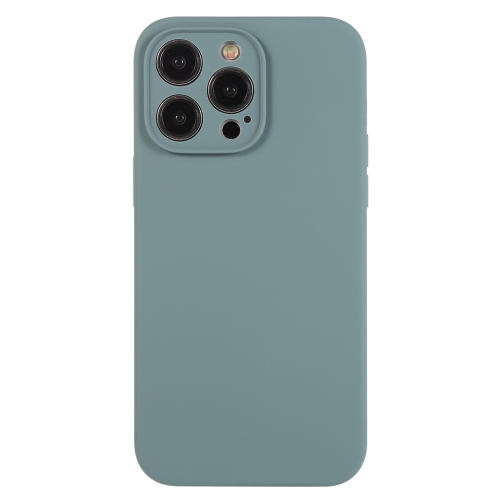 

For iPhone 12 Pro Pure Color Liquid Silicone Fine Pore Phone Case(Pine Needle Green)
