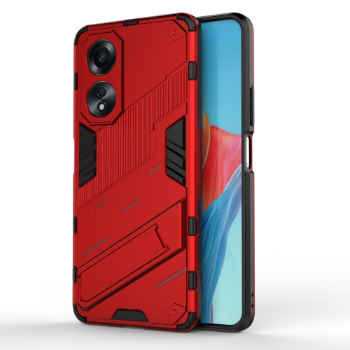 

For OPPO A58 4G Global Punk Armor 2 in 1 PC + TPU Phone Case with Holder(Red)