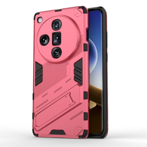 

For OPPO Find X7 Ultra 5G Punk Armor 2 in 1 PC + TPU Phone Case with Holder(Light Red)