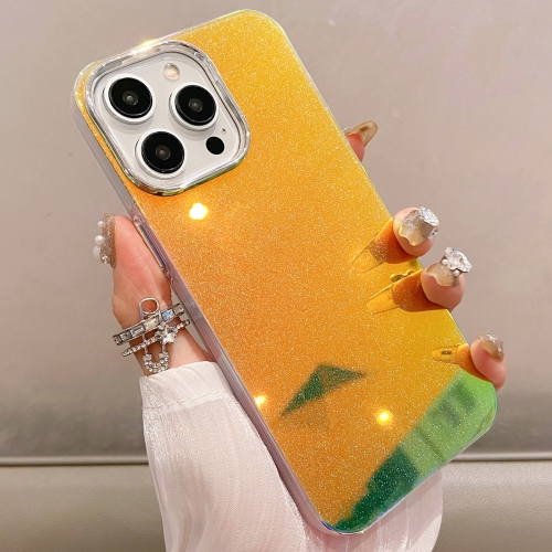

For iPhone 15 Pro Mirror Glitter IMD Phone Case(Yellow)