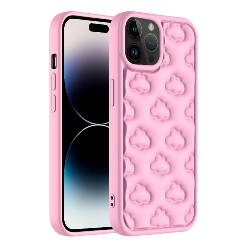 

For iPhone 14 Pro Max 3D Cloud Pattern TPU Phone Case(Pink)