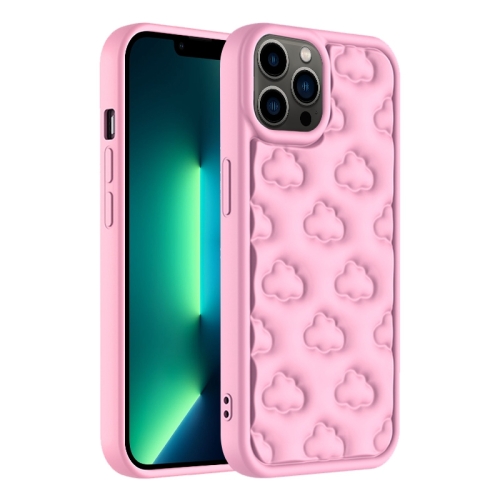 

For iPhone 13 Pro Max 3D Cloud Pattern TPU Phone Case(Pink)