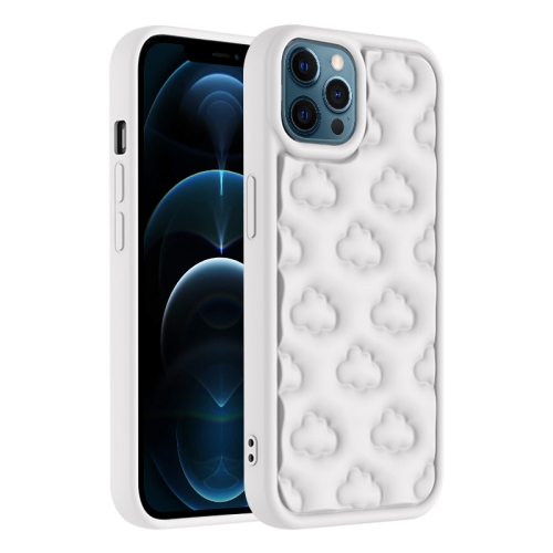 

For iPhone 12 Pro Max 3D Cloud Pattern TPU Phone Case(White)