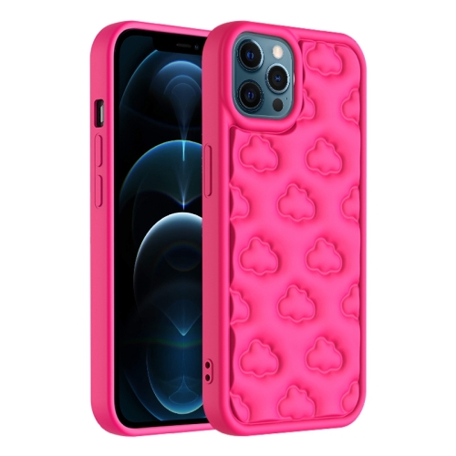 

For iPhone 12 Pro Max 3D Cloud Pattern TPU Phone Case(Rose Red)