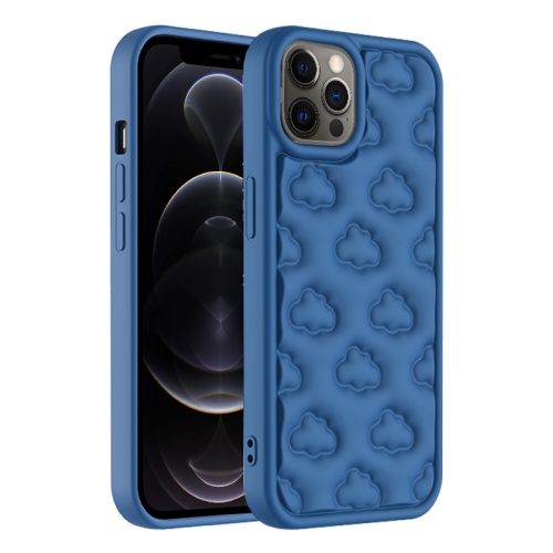 

For iPhone 12 Pro 3D Cloud Pattern TPU Phone Case(Dark Blue)
