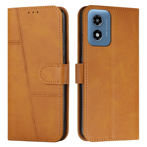 

For Motorola Moto G04/G24 Stitching Calf Texture Buckle Leather Phone Case(Yellow)