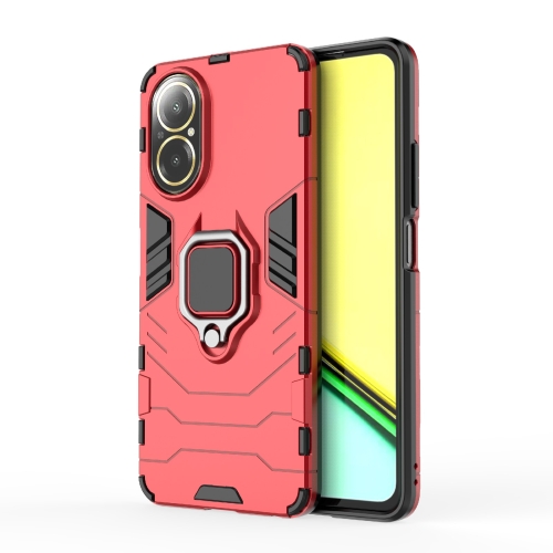 

For Realme C67 4G Shockproof PC + TPU Holder Phone Case(Red)